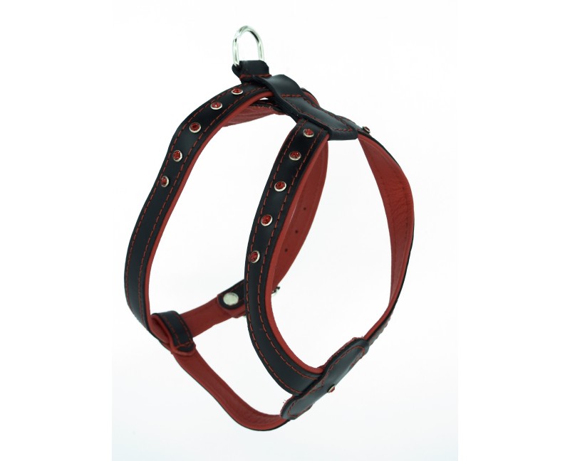 Ham pentru caini din piele naturala cu cristale Swarovski