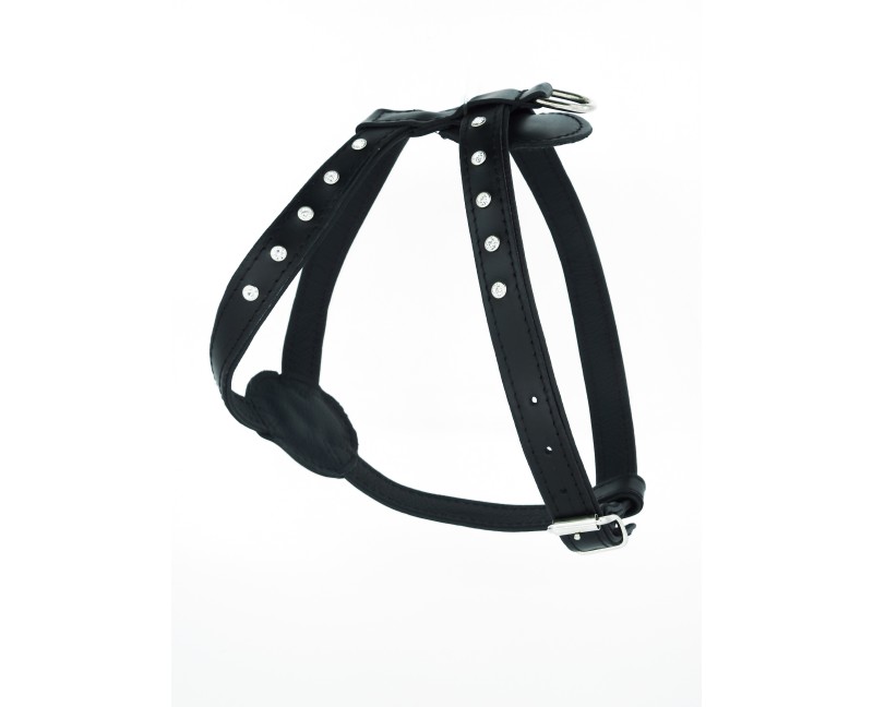 Ham din piele pentru caini , prevazut cu cristale Swarovski