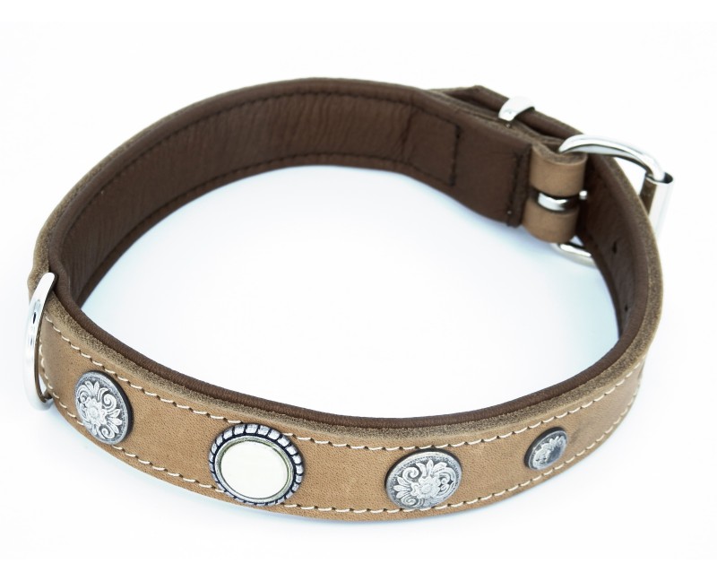 Zgarda de lux pentru caini Vintage Taupe