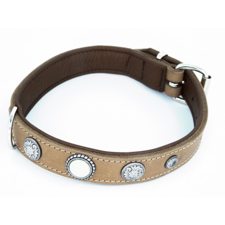 Zgarda de lux pentru caini Vintage Taupe