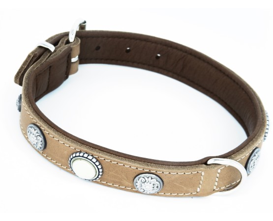 Zgarda de lux pentru caini Vintage Taupe