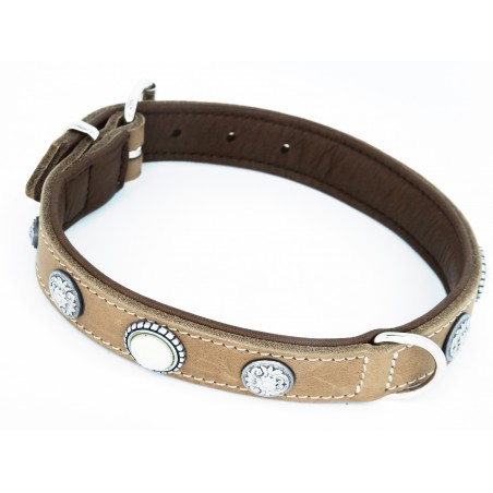 Zgarda de lux pentru caini Vintage Taupe