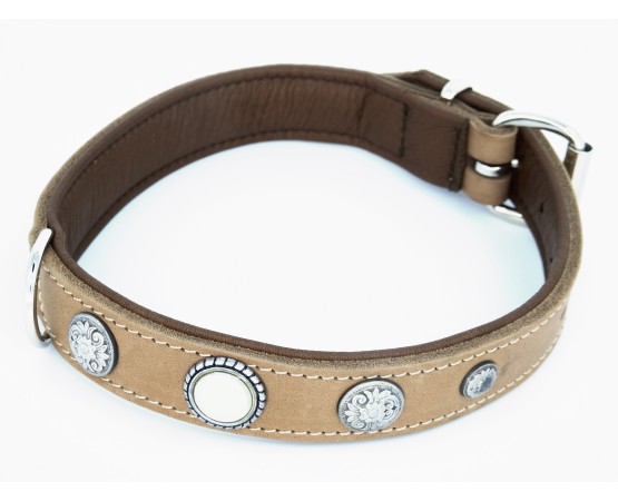 Zgarda de lux pentru caini Vintage Taupe