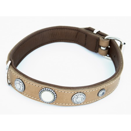 Zgarda de lux pentru caini Vintage Taupe