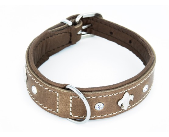 Zgarda de lux pentru caini Florenz Taupe