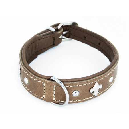 Zgarda de lux pentru caini Florenz Taupe