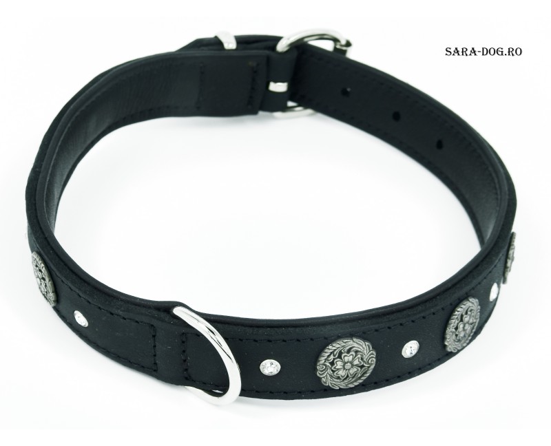 Zgarda de lux pentru caini Hibiscus Swarovski