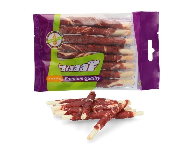 Recompense de ros pentru caini cu vita si peste Braaaf Rollstick Beef & Fish