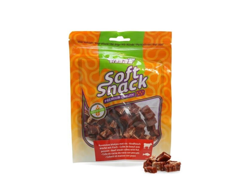 Recompense cuburi carne de vita cu peste Braaaf pentru caini