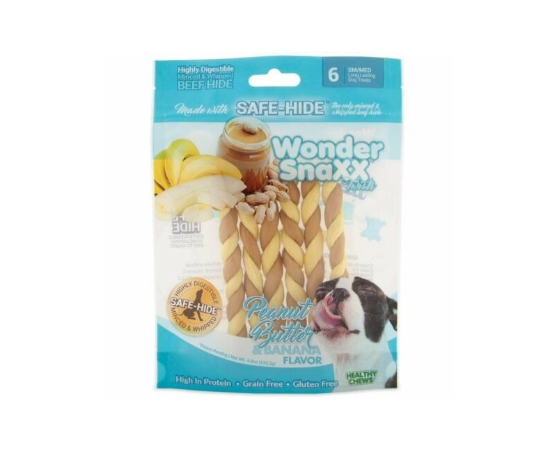 Recompense pentru caini Wonder Snaxx Twists alune si banane