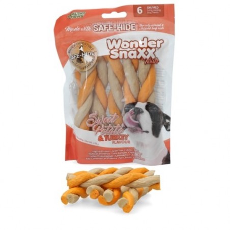 Recompense pentru caini Wonder Snaxx Twists cartof dulce si curcan