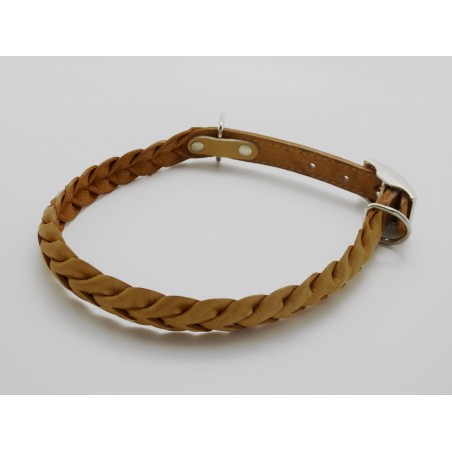 Zgarda impletita din piele naturala pentru caini