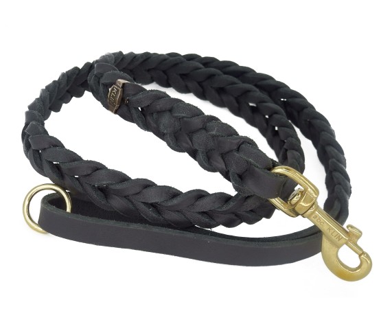 Lesa din piele naturala impletita pentru caini