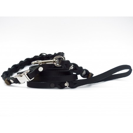 Set zgarda si lesa pentru caini , din piele naturala