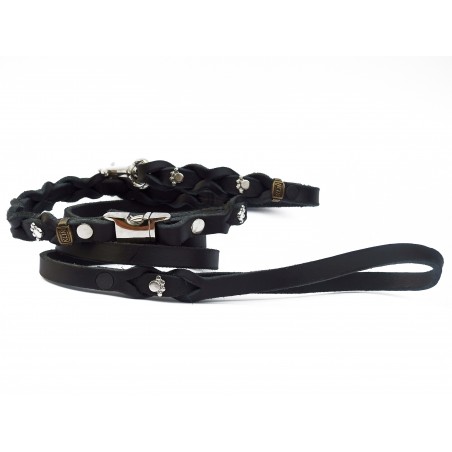 Set zgarda si lesa pentru caini , din piele naturala