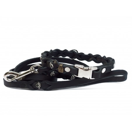 Set zgarda si lesa pentru caini , din piele naturala