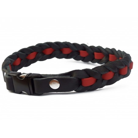 Zgarda impletita pentru caini , din piele in combinatie cu Biothane