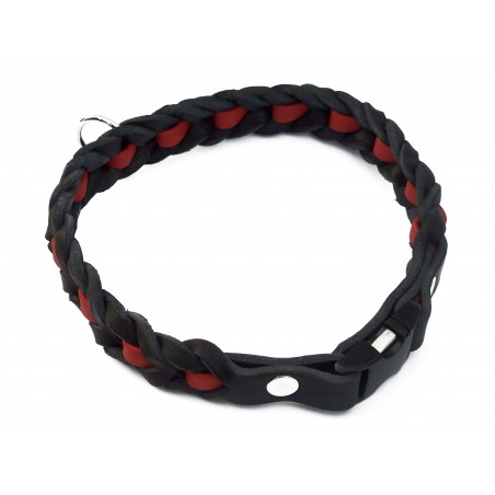 Zgarda impletita pentru caini , din piele in combinatie cu Biothane