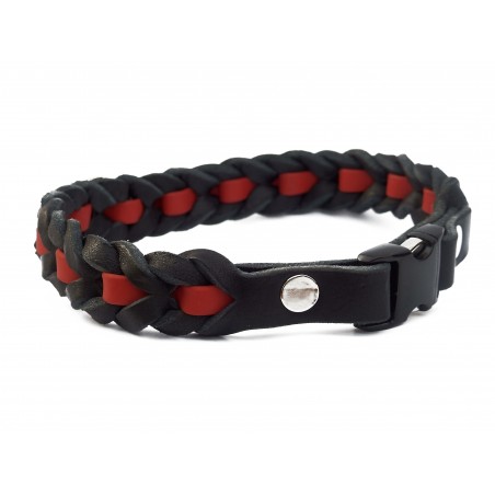 Zgarda impletita pentru caini , din piele in combinatie cu Biothane