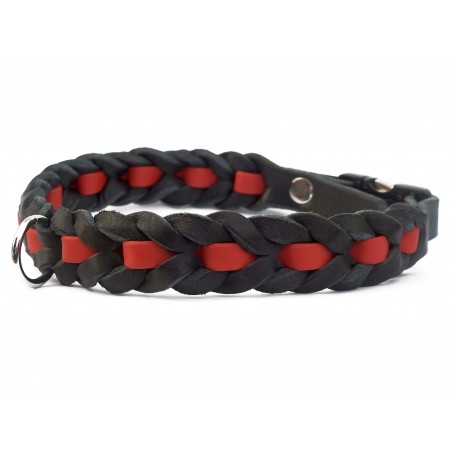 Zgarda impletita pentru caini , din piele in combinatie cu Biothane