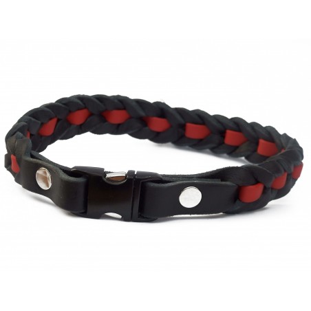 Zgarda impletita pentru caini , din piele in combinatie cu Biothane