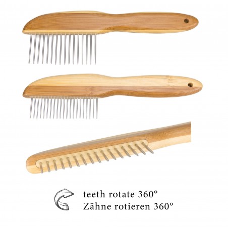Pieptene descilcitor cu dinți rotativi lungi pentru caini