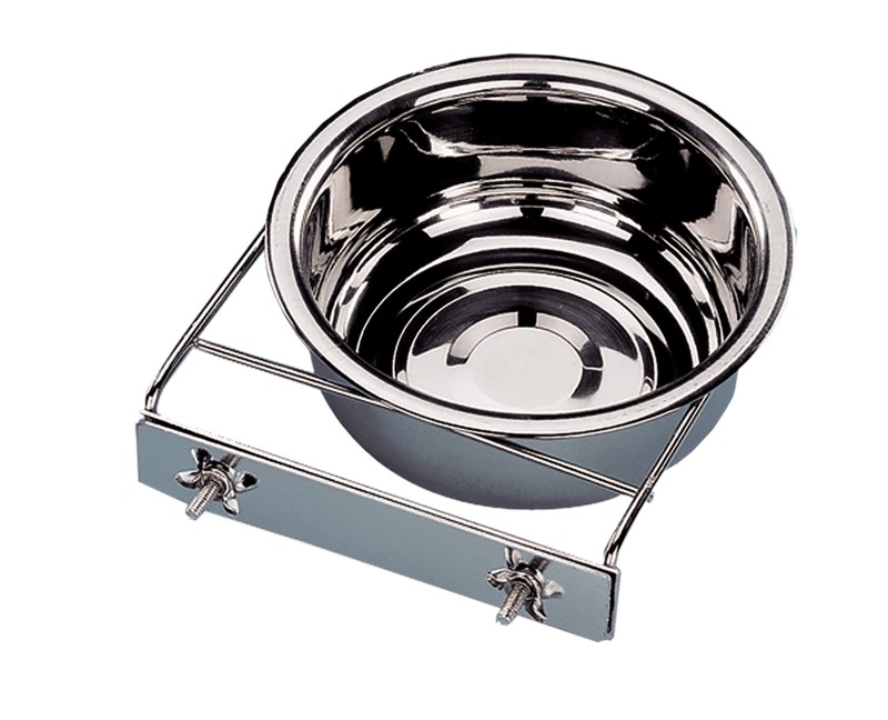 Castron cu suport de prindere pentu apa sau hrana caini inox 1,7 L