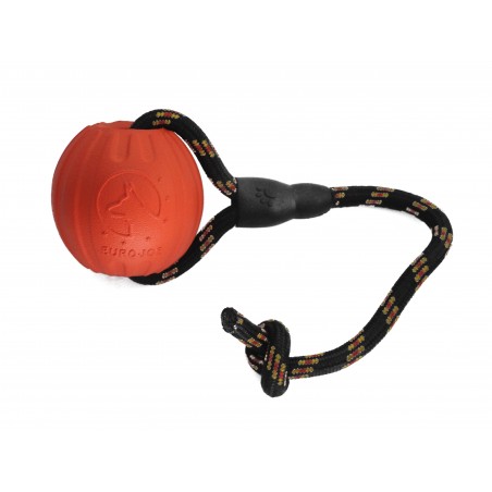Minge cu snur Euro Joe Super Red Ball pentru dresaj canin 7 cm