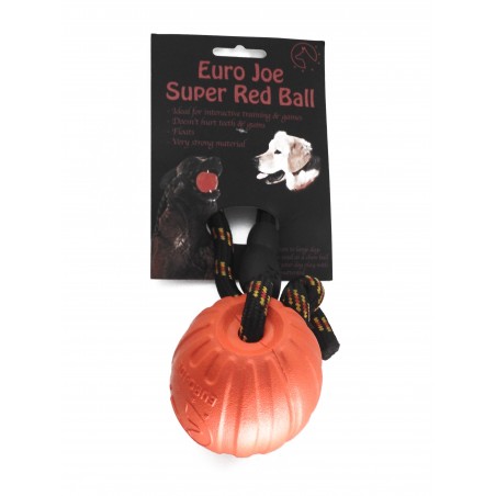 Minge cu snur Euro Joe Super Red Ball pentru dresaj canin 7 cm