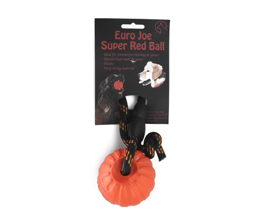 Minge cu snur Euro Joe Super Red Ball pentru dresaj canin 7 cm