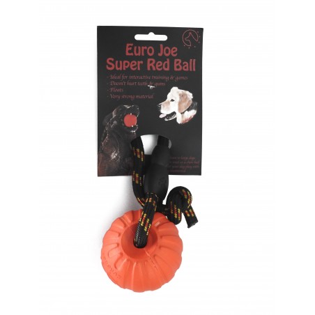 Minge cu snur Euro Joe Super Red Ball pentru dresaj canin 7 cm