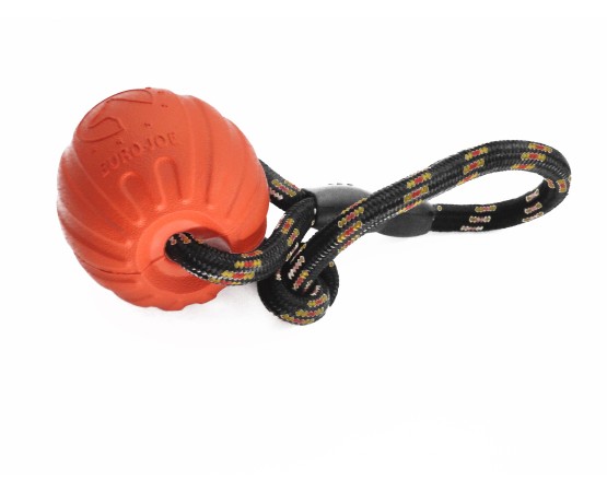Minge cu snur Euro Joe Super Red Ball pentru dresaj canin 7 cm