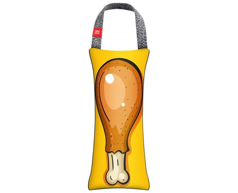 Jucarie tip tug WAUDOG Fun with squeaker ,, Chicken drumstick '' M pentru caini