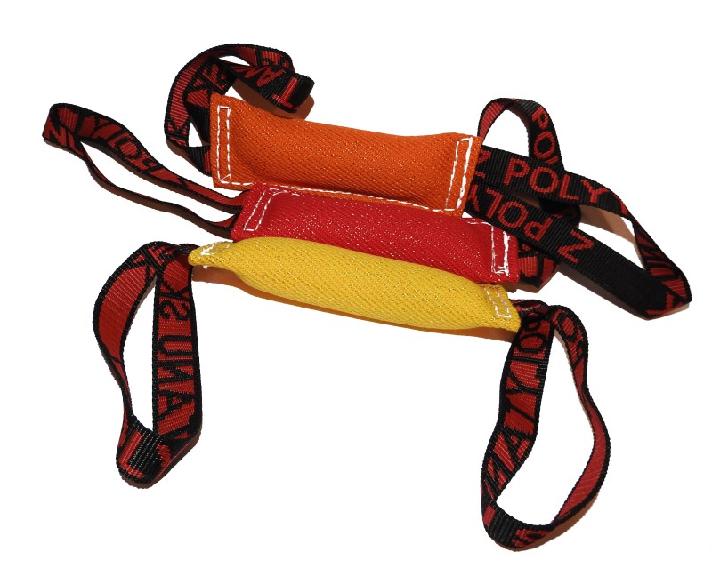 Tug material francez RING Z Polytanu SK cu doua manere pentru dresaj canin / 25 x 6 cm