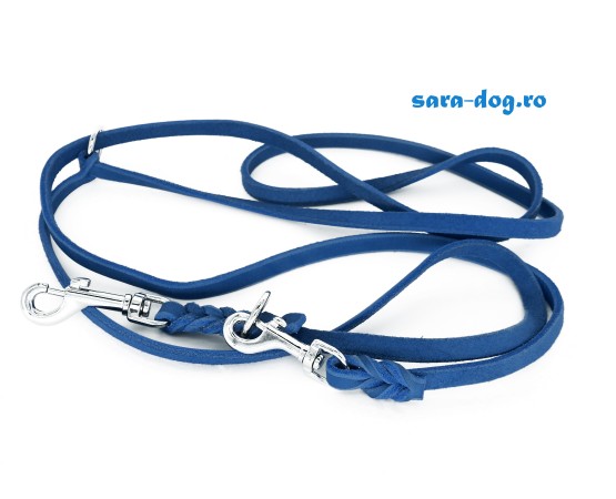 Lesa reglabila de lux Royal Blue pentru dresaj canin