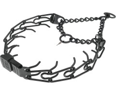 Zgarda profesionala Hermann Sprenger® cu Click Lock si inel pivotant 3,2 mm Inox Negru pentru dresaj canin .