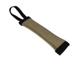 Tug din iuta prevazut cu un maner pentru dresaj canin 27 x 7 cm