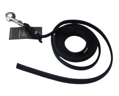 Lesa neagra de lux din piele naturala cu capete impletite 12 mm x 250 cm