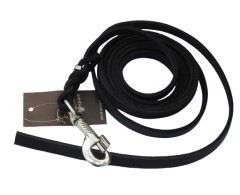 Lesa neagra de lux din piele naturala cu capete impletite 12 mm x 250 cm