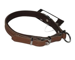 Zgarda profesionala strangulanta din piele naturala JHS Hundesport Taupe