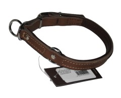 Zgarda profesionala strangulanta din piele naturala JHS Hundesport Taupe