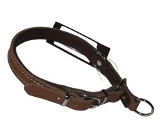 Zgarda profesionala strangulanta din piele naturala JHS Hundesport Taupe
