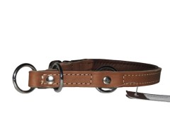 Zgarda profesionala strangulanta din piele naturala JHS Hundesport Taupe