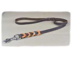 Lesa super premium Bicolor din piele naturala cu capete impletite 130 cm