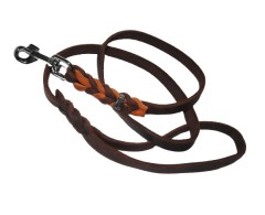 Lesa super premium Bicolor din piele naturala cu capete impletite 130 cm