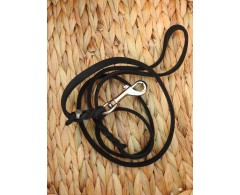 Lesa BLACK din piele naturala cu capetele impletite 8 mm / 130 cm