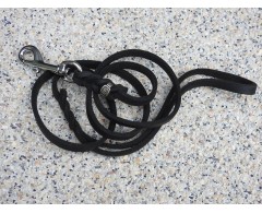 Lesa BLACK din piele naturala cu capetele impletite 8 mm / 130 cm