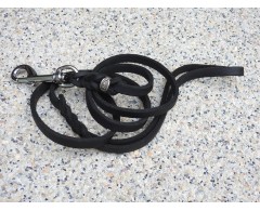 Lesa BLACK din piele naturala cu capetele impletite 8 mm / 130 cm