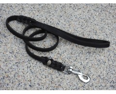 Lesa BLACK din piele naturala impletita la capete 10 mm / 130 cm