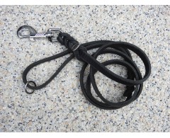 Lesa BLACK din piele naturala cu capete impletite si inel suplimentar 12 mm / 130 cm